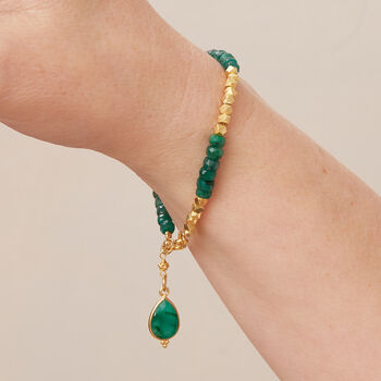 Emerald And Gold Plated Silver Beaded Bracelet, 4 of 12