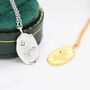 Rose Flower Oval Pendant Necklace In Sterling Silver, thumbnail 3 of 9