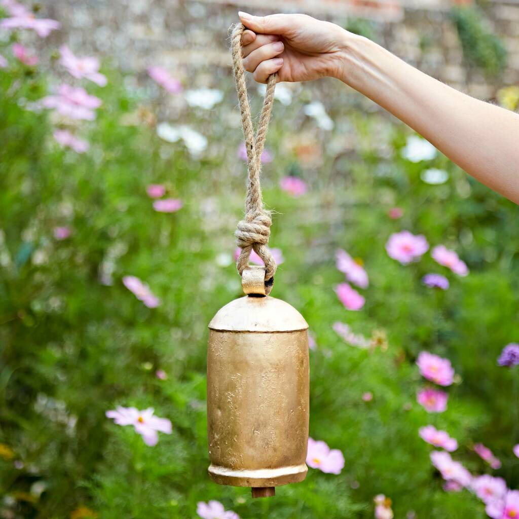Large Gold Iron Hanging Bell For Indoor Or Outdoor, 1 of 3