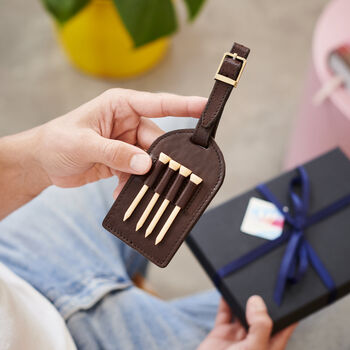 Personalised Leather Tee Holder / Golf Club Bag Tag, 3 of 6