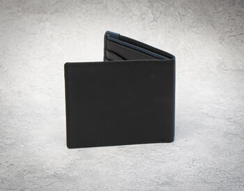 Men's Black Leather Wallet Bifold Rfid Safe, 9 of 10