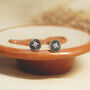 Silver Star Burst Stud Earrings With Optional Personalised Initial, thumbnail 4 of 7
