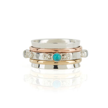 Rajput Empowerment Turquoise And Pearl Spinning Ring, 3 of 11