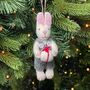 Felt Rabbit With Gift Hanging Decoration, thumbnail 3 of 3
