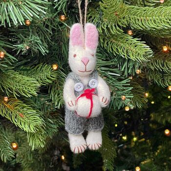 Felt Rabbit With Gift Hanging Decoration, 3 of 3