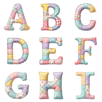 Personalised Patchwork Alphabet Grey Teddy Bear, 9 of 10