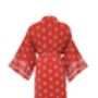 Asanoha And Peony Terracotta Embroidered Long Kimono, thumbnail 10 of 12