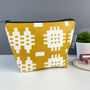 Welsh Blanket Print Wash Bag/Make Up Bag Mustard Yellow, thumbnail 2 of 3