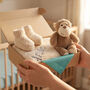 Personalised Luxury Ivory Knitted Blanket, Booties And Monkey Gift Box, thumbnail 1 of 12
