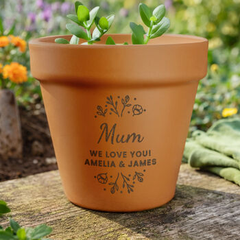 Personalised Floral Terracotta Plant Pot, 2 of 7