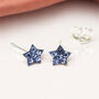 Sterling Silver Twinkling Blue Star Stud Earrings, thumbnail 2 of 9