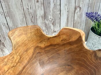 21cm Hand Carved Teak Root Star Bowl Wood Serving Dish, 8 of 12