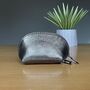 Leather Coin Purse In Metallic Grey, thumbnail 1 of 2