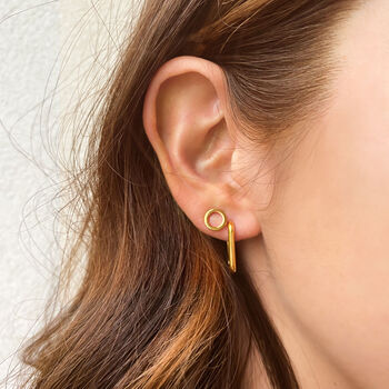 Gold Plated Minimal Circle Stud Earrings, 2 of 2