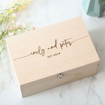 Personalised Couples Names Wedding Gift Keepsake Box, 2 of 7