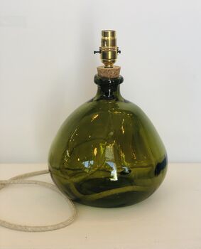Olive 29cm Recycled Handmade Glass Table Lamp, 3 of 9