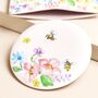Pink Floral Bee Round Compact Mirror In Pouch, thumbnail 4 of 4