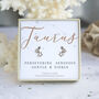 Sterling Silver And Cz Zodiac Earrings – Taurus, thumbnail 1 of 6