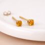 Solid 9ct Gold November Citrine Birthstone Stud Earrings – 4mm, thumbnail 1 of 4