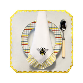 Bee Set Of Two Embroidered Napkins, 2 of 2