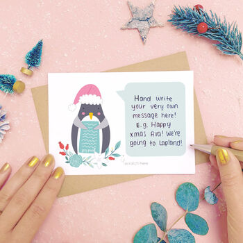 Personalised Penguin Christmas Scratch Card, 2 of 12