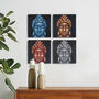 Set Of Four Buddha Heads Sand Detail 30x30cm, thumbnail 4 of 4