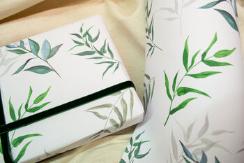 Watercolour Willow Leaf Gift Wrap, 4 of 8