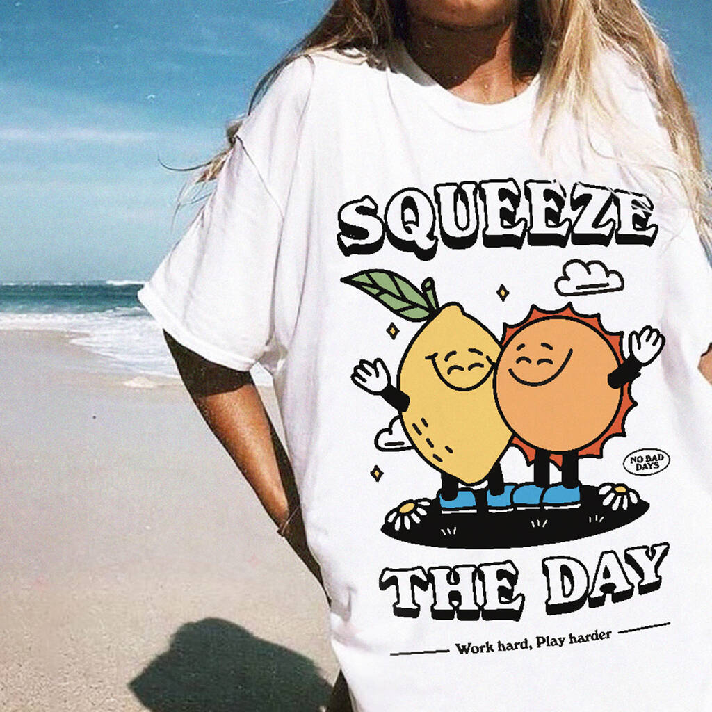 'Squeeze The Day' Retro Aesthetic Tshirt, 1 of 6