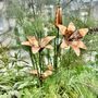 Set Of Two Copper Lily Flower Garden Stakes – Outdoor Garden Art, thumbnail 4 of 6