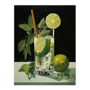 Virgin Mojito Cocktail Green Kitchen Wall Art Print, 6 of 6