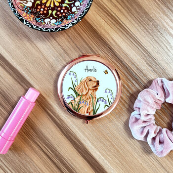 Illustrated Dog Rose Gold Compact Mirror, 6 of 8