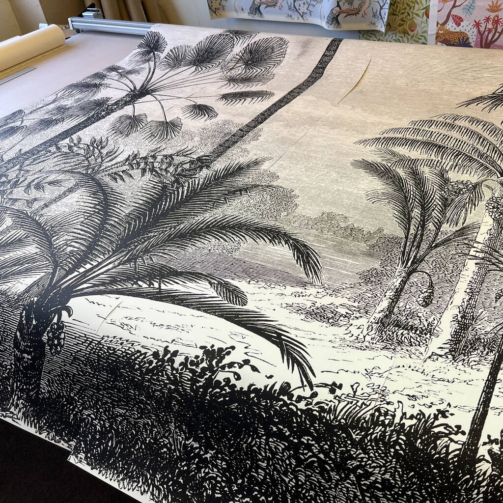 Palm Of The Ucayali Amazon Mural Wallpaper In Black By Bonnie and Bold