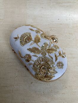 Off White Silk Oval Clutch Bag, 7 of 10