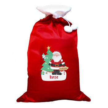 Personalised Santa Luxury Pom Pom Red Sack, 4 of 4