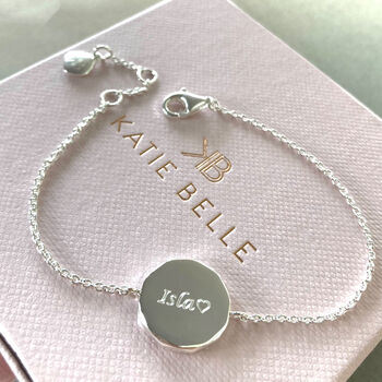 Personalised Sterling Silver Faceted Disc Bracelet, 3 of 9