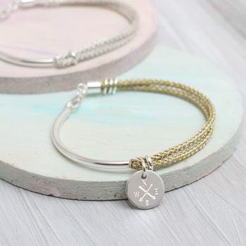 Personalised Metallic Silk And Silver Charm Bangle, 3 of 6