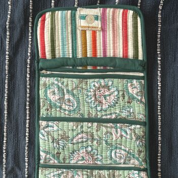 Tri Fold Travel Toiletry Make Up Kit Roll Up With Zip, 7 of 12