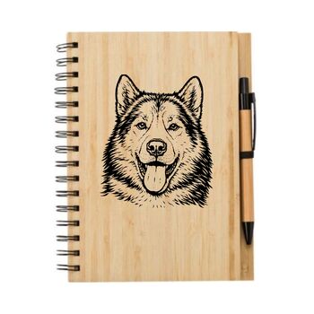 Personalised Canadian Eskimo Dog Engraved Notebook And Pen Set, 2 of 2