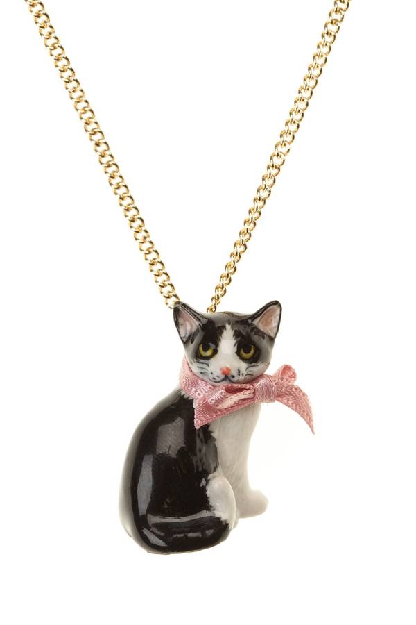 Black And White Cat Necklace By And Mary