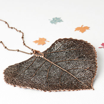 Cottonwood Heart Shaped Real Leaf Necklace Large, 5 of 12