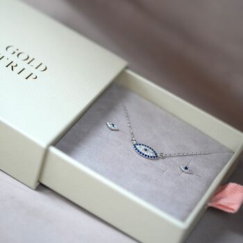 Blue Lucky Evil Eye Necklace And Earrings Set, 3 of 7