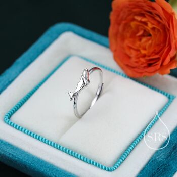 Sterling Silver Adjustable Whale Ring, 2 of 9