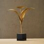 Handmade Victoria Brass Leaf Candle Holder With Marble Base, thumbnail 1 of 2