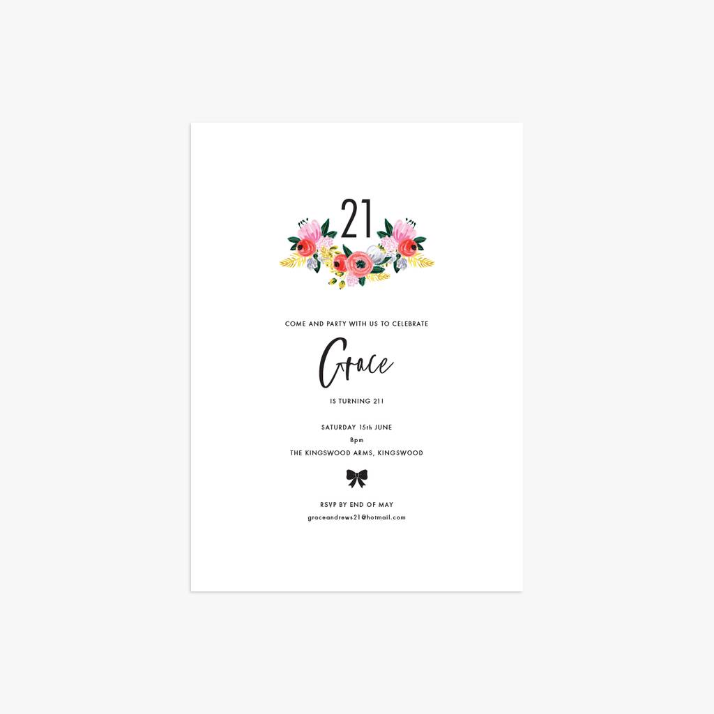 Image of 20 Bouquet Personalised Birthday Invitations