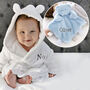 Personalised White Gown And Blue Teddy Comforter Set, thumbnail 1 of 11