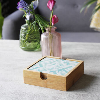 Set Of Patterned Bamboo Coasters For Him, 12 of 12