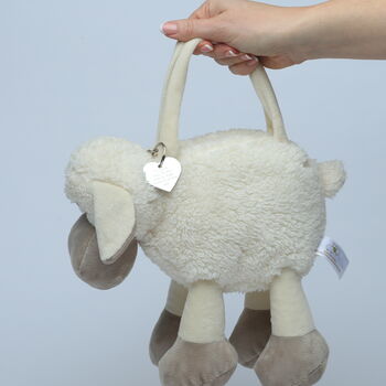 Lamb Gift Set, Scarf, Bag, Personalised Silver Heart, 5 of 6