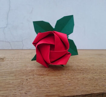 Origami Paper Rose With Leaves, Anniversary Gift, 5 of 11