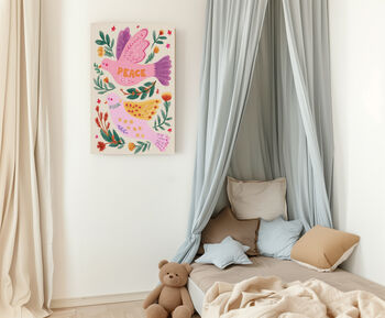 Peace Dove Pink Bird Art Print, 4 of 4