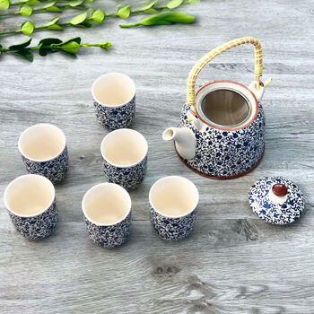 Traditional Herbal Tea Set With Teapot And Six Tea Cups, 4 of 4